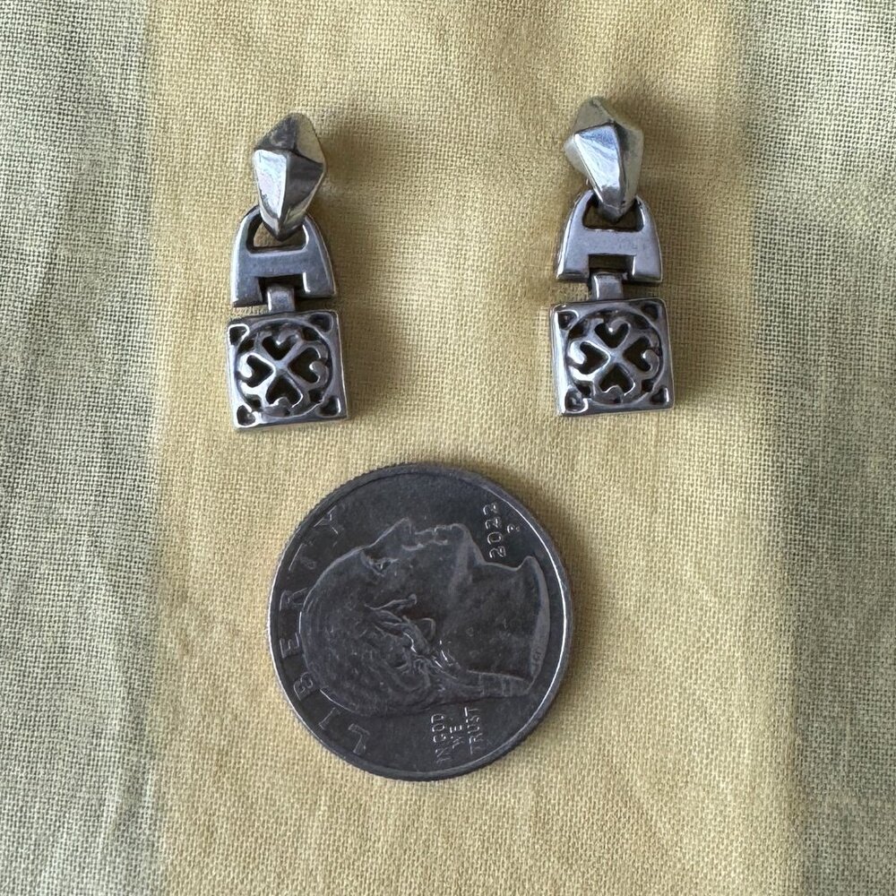 Tribeca Doorknocker Dangle Silver Plated Post Stud Retired Square Link Vintage - Picture 4 of 6